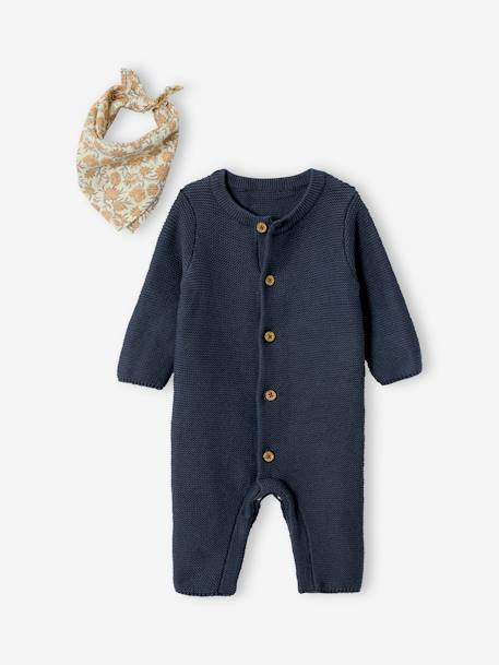 Kit naissance mixte tricot + foulard coffret cadeau naissance anthracite - vertbaudet enfant 