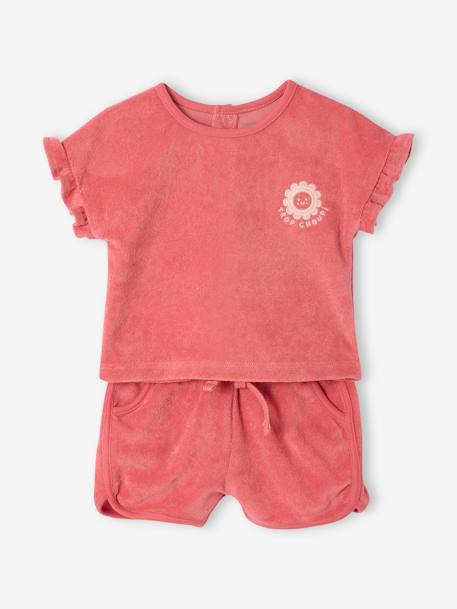 Ensemble bébé t-shirt + short en éponge fraise - vertbaudet enfant 