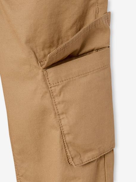 Pantalon  garçon cargo droit morphologique tour de hanches fin bleu nuit+sable - vertbaudet enfant 