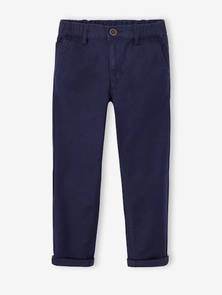 Easy-to-put-on chino-style trousers for boys beige+navy blue - vertbaudet enfant 
