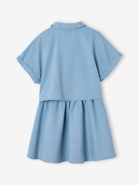 Tie-front blouse and skirt set for girls coral+light blue - vertbaudet enfant 