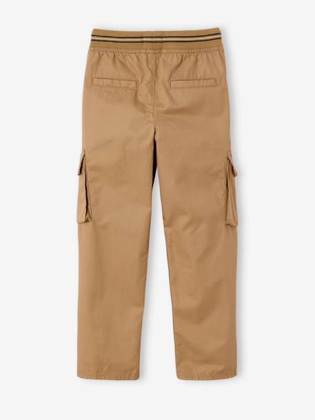Pantalon  garçon cargo droit morphologique tour de hanches fin bleu nuit+sable - vertbaudet enfant 