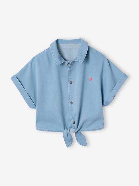 Tie-front blouse and skirt set for girls coral+light blue - vertbaudet enfant 