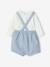 Baby bodysuit and striped dungarees set sky blue - vertbaudet enfant 