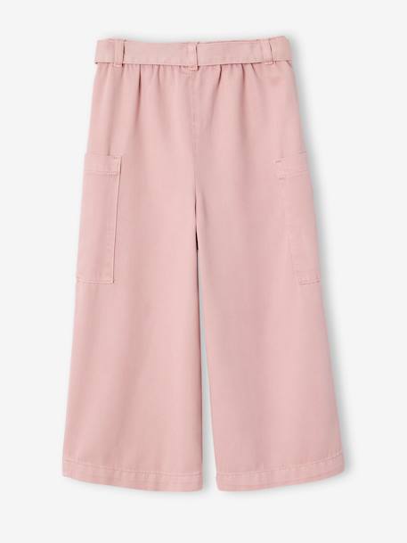 Cropped Wide-Leg Trousers in Tencel®, for Girls rose - vertbaudet enfant 