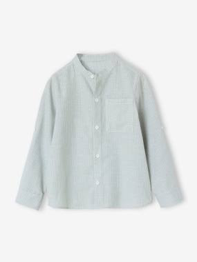 Striped Mao collar shirt for boys - vertbaudet enfant