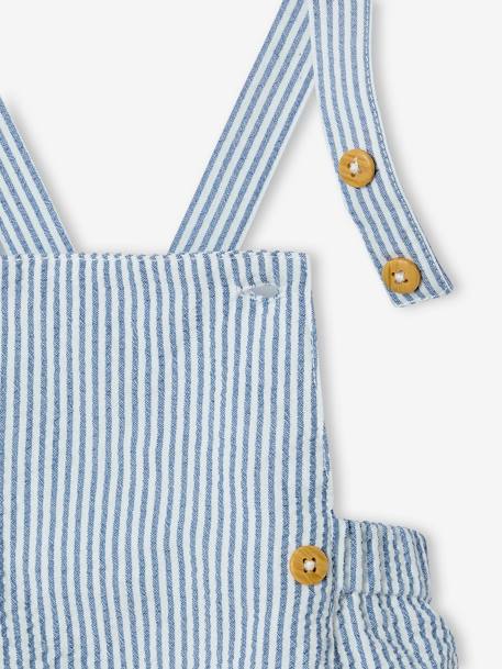 Baby bodysuit and striped dungarees set sky blue - vertbaudet enfant 