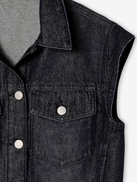 Sleeveless Oversized Denim Jacket for Girls, JONEN denim grey - vertbaudet enfant 