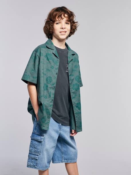 Poplin Hawaiian shirt for boys aqua green - vertbaudet enfant 