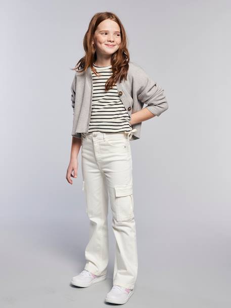 Cargo Trousers for Girls, JONEN anthracite+ecru - vertbaudet enfant 
