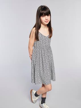 -Robe courte à bretelles motifs fleurs