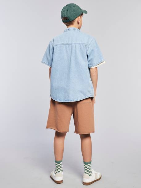 Chemise denim léger manches courtes garçon denim bleached - vertbaudet enfant 