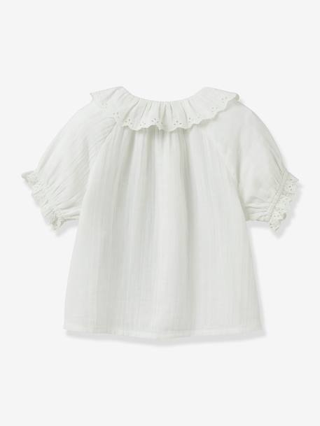 Girl's English embroidery blouse in cotton gauze CYRILLUS ecru - vertbaudet enfant 
