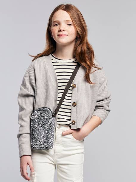 Floral Print Shoulder Bag for Girls printed grey - vertbaudet enfant 