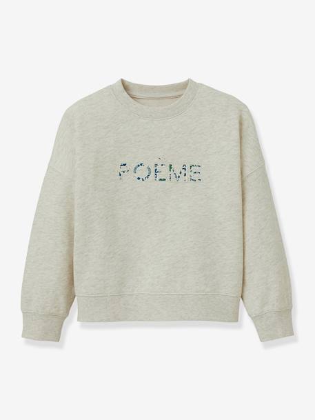 Girl's sweatshirt with slogan in organic cotton Liberty® fabric CYRILLUS ecru - vertbaudet enfant 