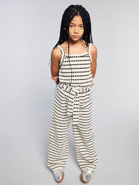 Débardeur en maille fantaisie fille noir+rayé noir - vertbaudet enfant 
