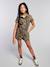 Leopard Print Denim Dungarees beige - vertbaudet enfant 