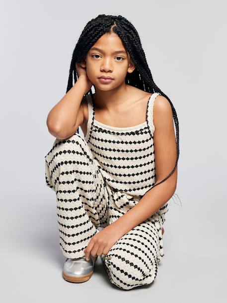 Fancy Knit Strappy Top for Girls, JONEN black+striped black - vertbaudet enfant 