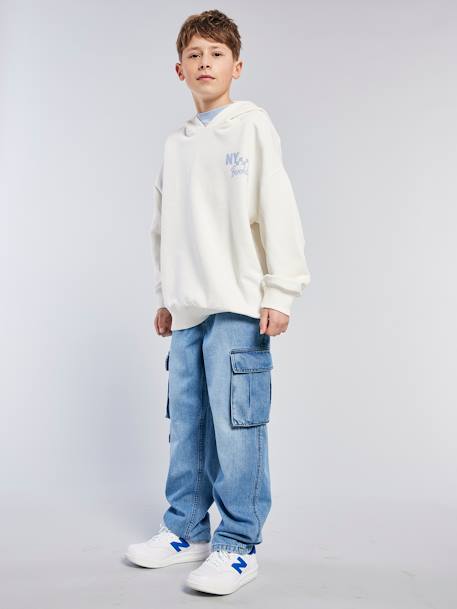 Jean garçon loose battle denim bleached+denim gris - vertbaudet enfant 