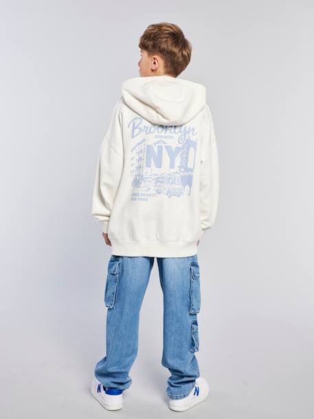 JONEN front/back printed hooded sweatshirt ecru - vertbaudet enfant 