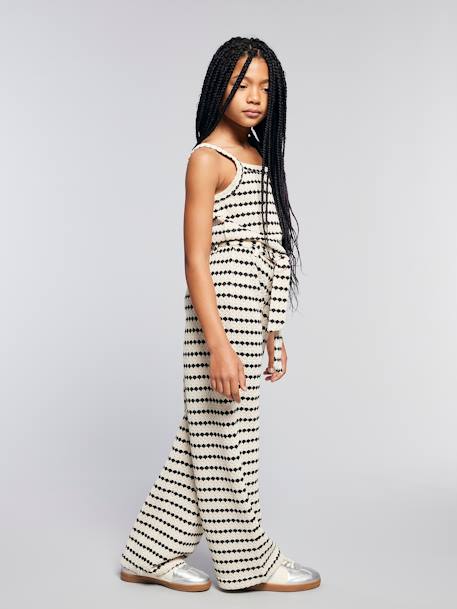 Fancy Knitted Wide-Leg Trousers for Girls, by JONEN black+striped black - vertbaudet enfant 