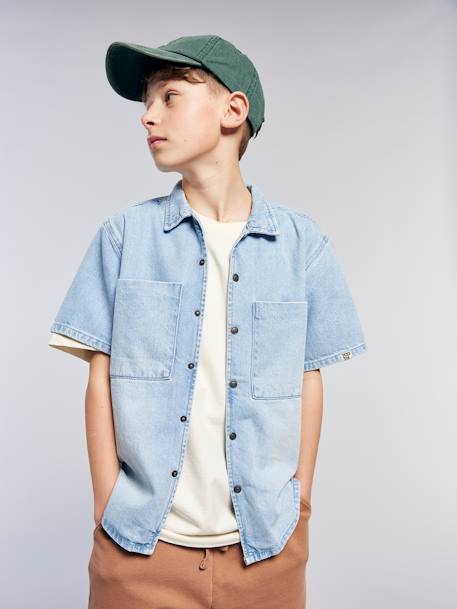 Chemise denim léger manches courtes garçon denim bleached - vertbaudet enfant 