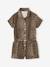 Leopard Print Denim Dungarees beige - vertbaudet enfant 