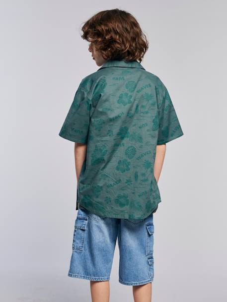 Poplin Hawaiian shirt for boys aqua green - vertbaudet enfant 