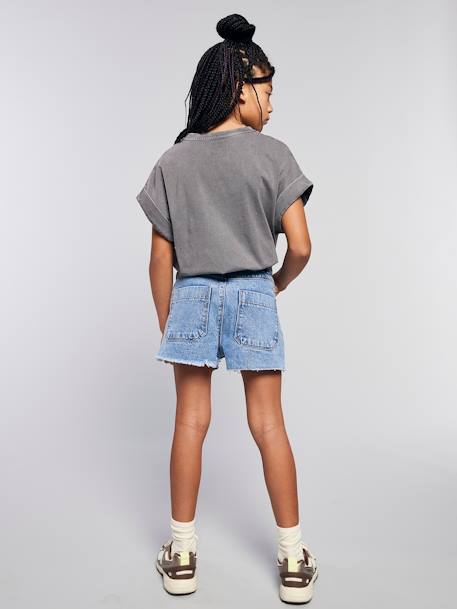 Distressed Denim Shorts for Girls, JONEN medium blue - vertbaudet enfant 