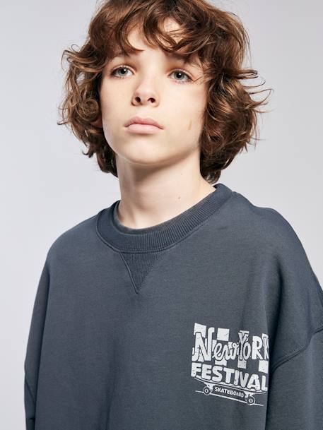 Loose Worn-Effect Sweatshirt, JONEN black - vertbaudet enfant 