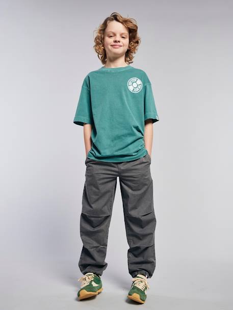 Washed-Effect Parachute Trousers, JONEN anthracite - vertbaudet enfant 