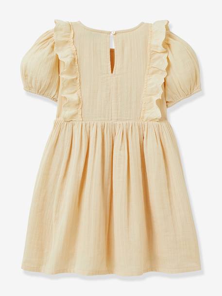 Girl's dress in organic cotton gauze CYRILLUS blush+pale yellow - vertbaudet enfant 
