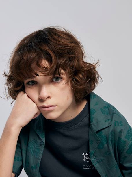 Poplin Hawaiian shirt for boys aqua green - vertbaudet enfant 