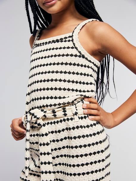 Fancy Knit Strappy Top for Girls, JONEN black+striped black - vertbaudet enfant 