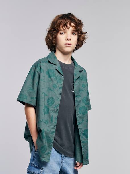 Poplin Hawaiian shirt for boys aqua green - vertbaudet enfant 
