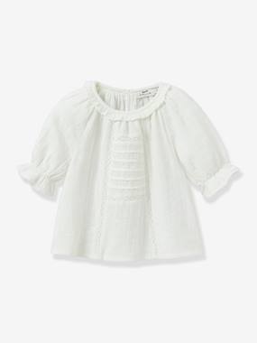 Fille-Blouse broderie anglaise en gaze de coton