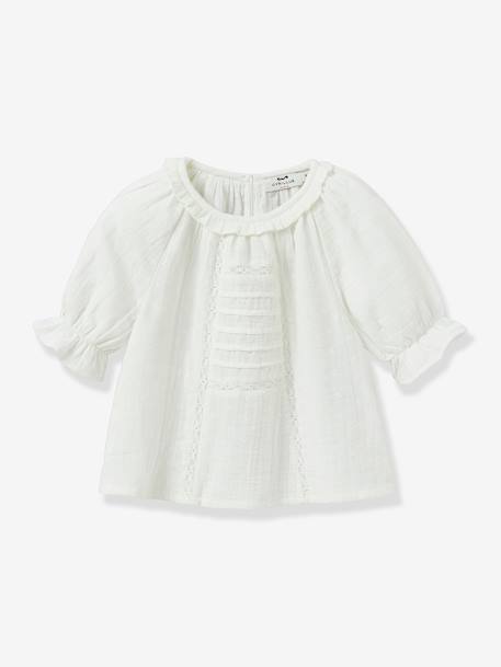 English embroidery blouse in cotton gauze CYRILLUS ecru - vertbaudet enfant 