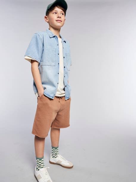 Chemise denim léger manches courtes garçon denim bleached - vertbaudet enfant 