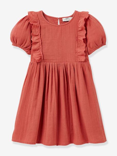 Girl's dress in organic cotton gauze CYRILLUS blush - vertbaudet enfant 