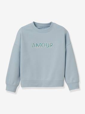 Sweat fille à messageen coton Liberty en coton bio - vertbaudet enfant Fille-Pull, gilet, sweat-Sweat-Sweat fille à messageen coton Liberty en coton bio