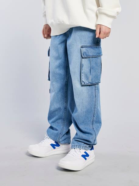 Jean garçon loose battle denim bleached+denim gris - vertbaudet enfant 