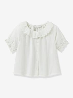 Fille-Blouse fille broderie anglaise en gaze de coton