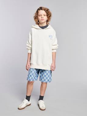 Garçon-Bermuda motif damier forme loose