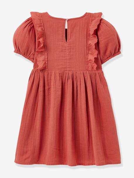 Girl's dress in organic cotton gauze CYRILLUS blush - vertbaudet enfant 