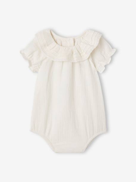 Baby bodysuit with a frilled collar ecru - vertbaudet enfant 