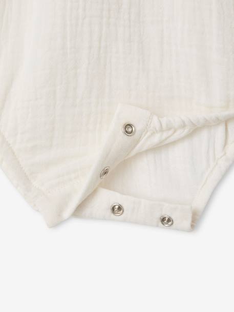 Baby bodysuit with a frilled collar ecru - vertbaudet enfant 