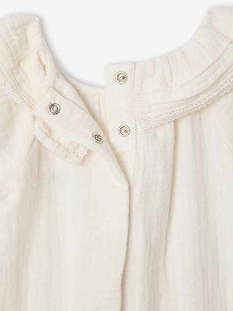 Baby bodysuit with a frilled collar ecru - vertbaudet enfant 