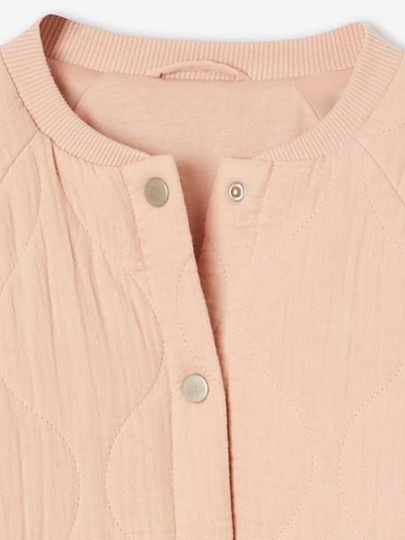 Girls' quilted bomber jacket in cotton gauze rosy+vanilla - vertbaudet enfant 