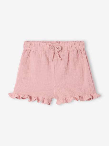 Pack of 2 baby shorts, 1 plain + 1 printed rose - vertbaudet enfant 