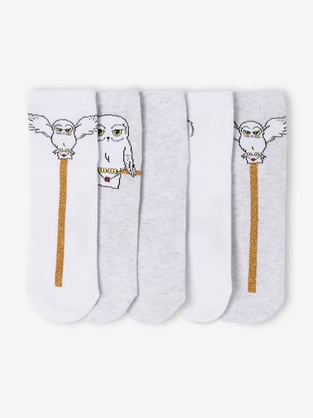 Pack of 5 Pairs Socks, Harry Potter® Glitter Hedwig white - vertbaudet enfant 